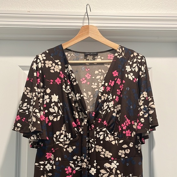 Lane Bryant brown floral long midi dress - Picture 2 of 3